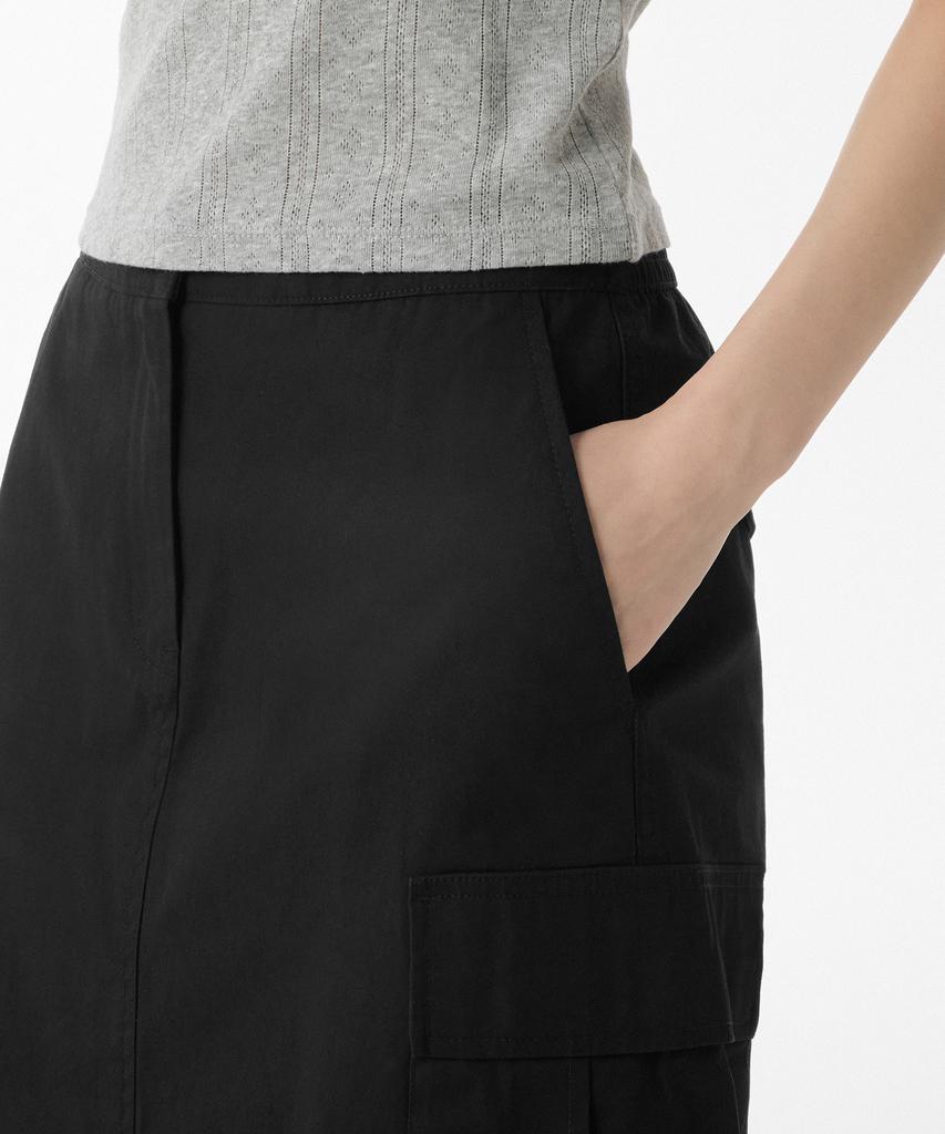 MUSINSA STANDARD WOMAN Women'S Cargo Elastic Midi Skirt [Black]