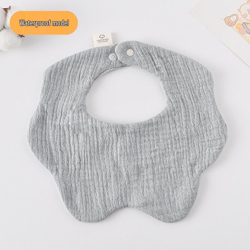 Korean-Style Solid Color Gauze Baby Petal Bib, Soft 7-Layer Waterproof, All Cotton, Class A