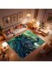 Wolf print pattern area rug, howling wolf under the moon plush area rug, suitable for living room bedroom dining room entrance