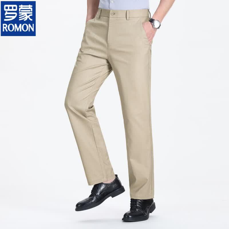 ROMON Men's Summer Straight Business Casual Pants