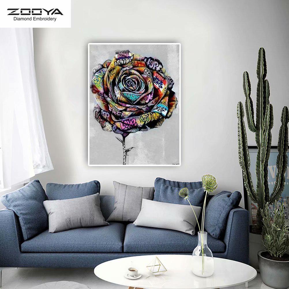 

ЗООЯ DIY 5D Полный квадрат Алмазная картина Цветочная вышивка Крест Стежок Главная Декор