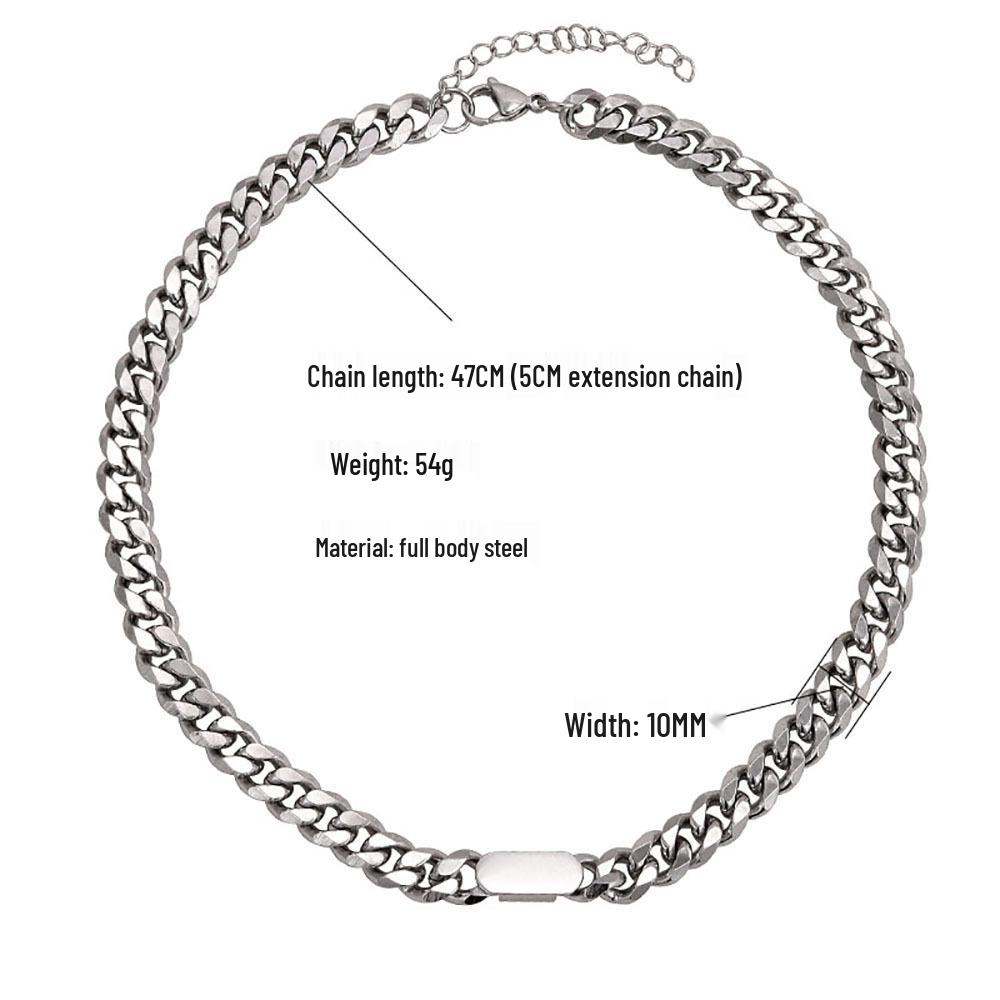Men's Chunky Cuban Necklace: European-American Style Titanium Steel Hip-Hop Chain