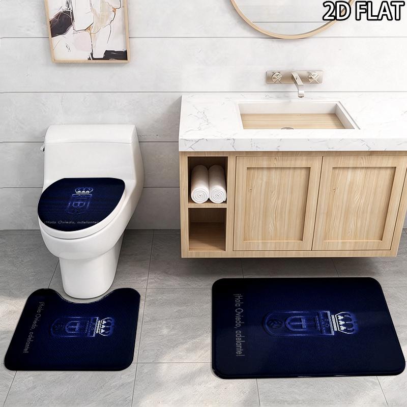 3pcs Real Oviedo Pattern Flannel Nonslip Absorbent Washable Decorative Bathroom Home Toilet Seat Cover Mat