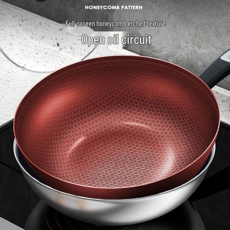 ASD 304 Stainless Steel Honeycomb Non-stick Wok