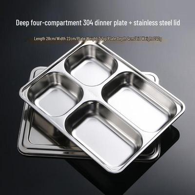 Stainless Steel Divided Meal Plate with Lid