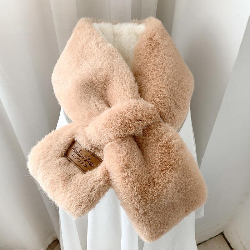 Plush Small Scarf Female Autumn and Winter Japanese Retro Wild Double-sided Plush Neck Collar