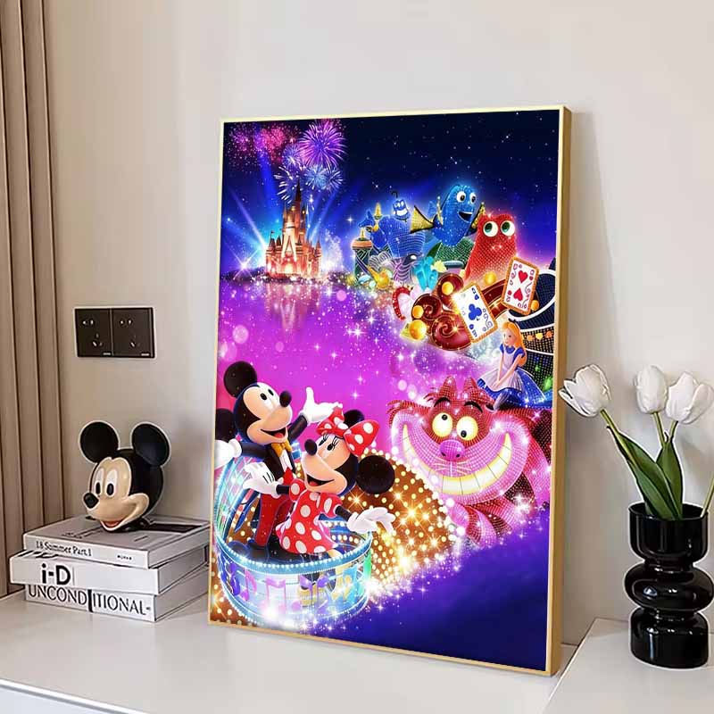 Disney 5D DIY Diamond Painting Disneyland Night Parade Full Round Diamond Mosaic Cartoon Cross Stitch Art Painting for Home Decoration