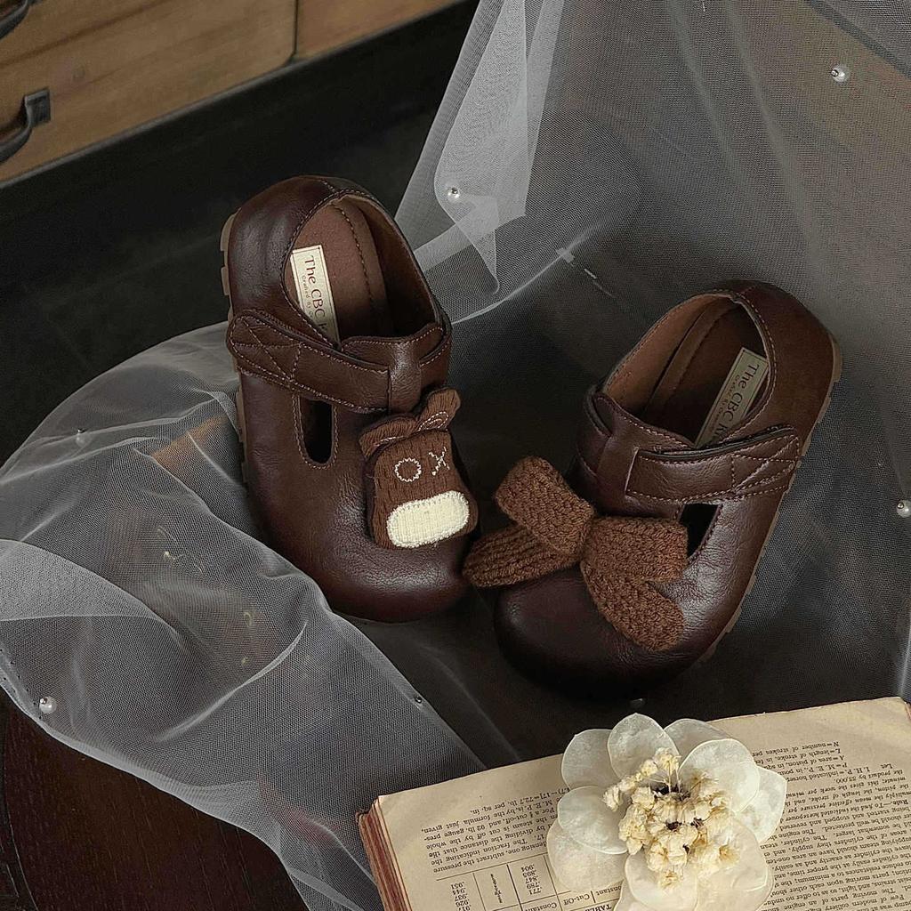 XSHX Children's Korean Mary Jane Doll Leather Shoes Wenzhou Classmate Autumn New Velcro Wide Show Shoe Head Rubber Retro