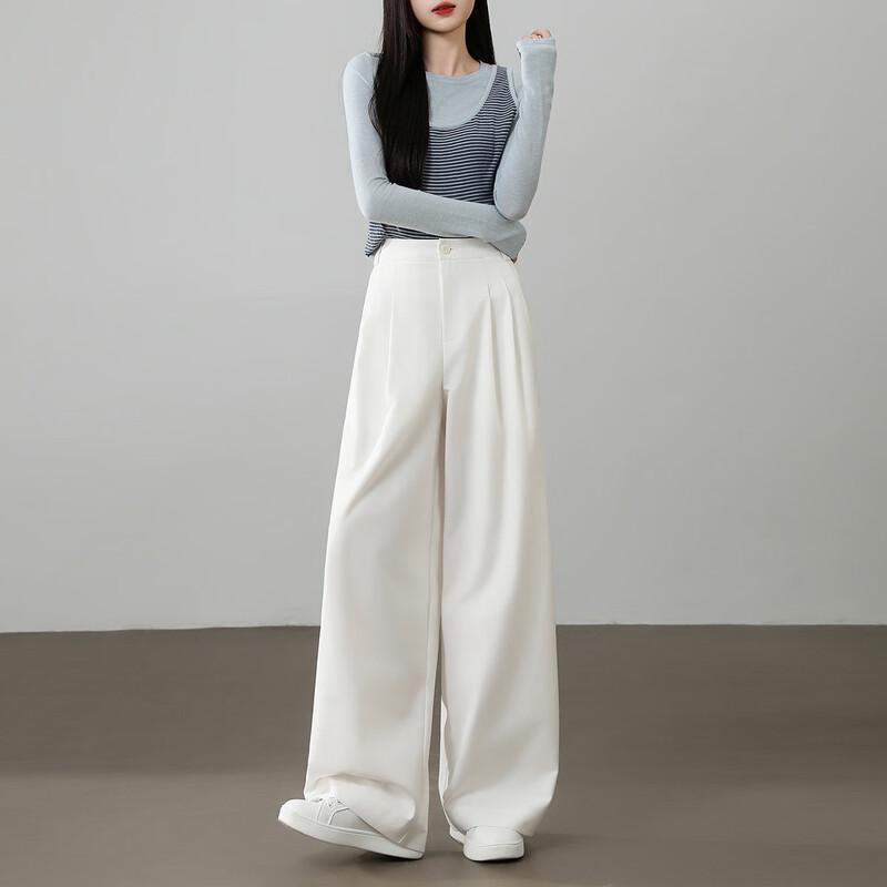 Pleated Waist Straight-Leg Casual Pants