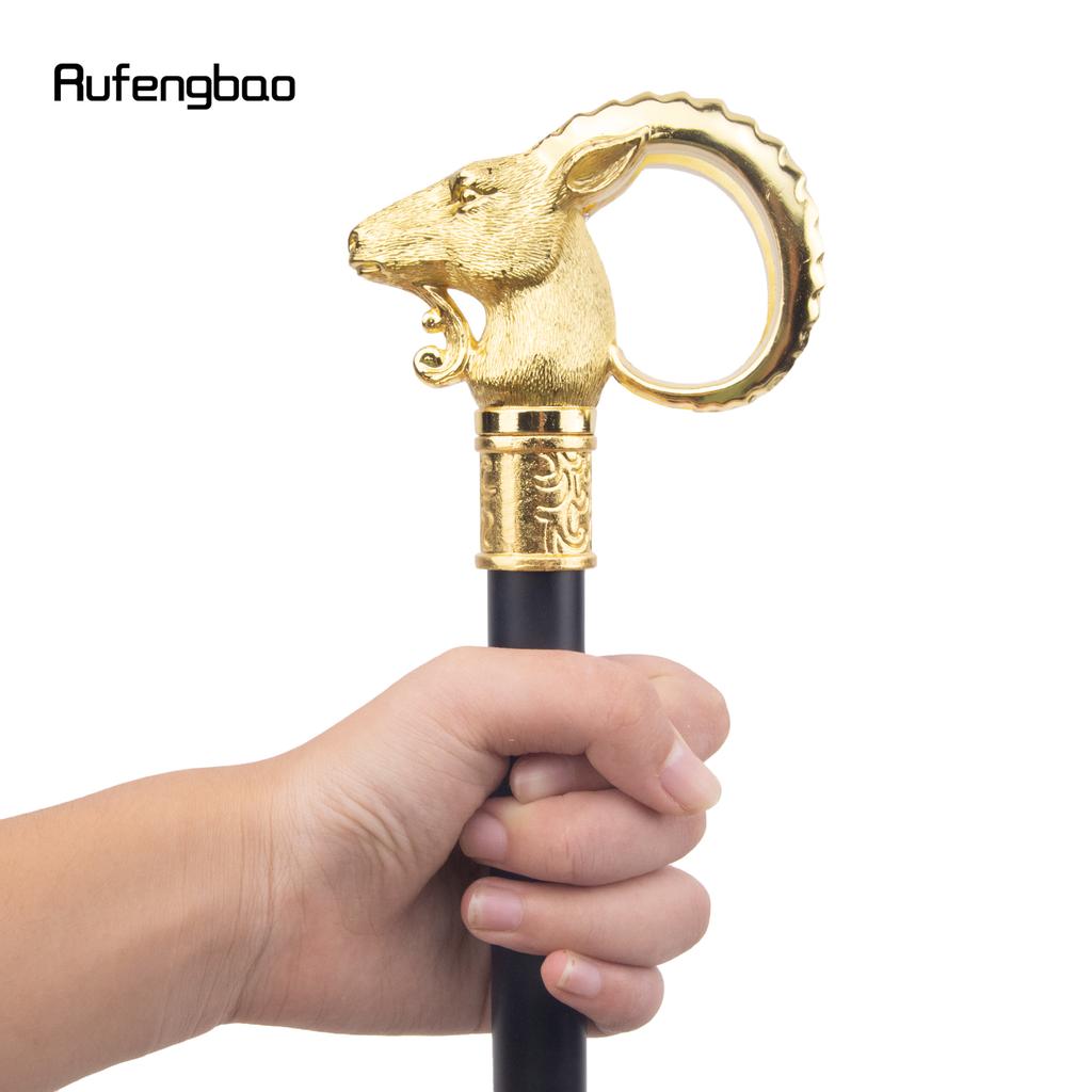 Golden Goat Sheep Animal Walking Stick Decorative Cospaly Vintage Party Fashionable Walking Cane Halloween Crosier 91cm