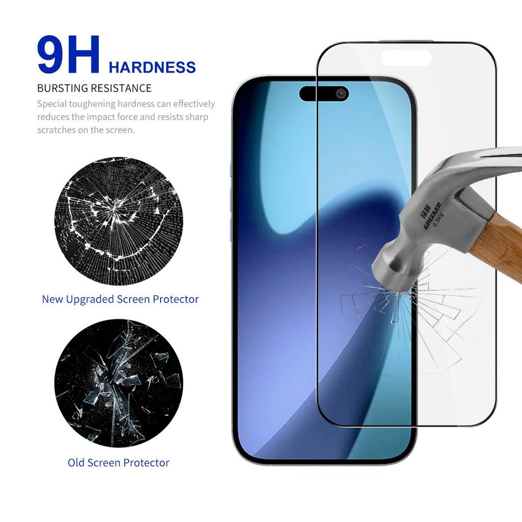 RURIHAI For iPhone 17 Full Screen Protector Matte Anti-Glare High Aluminium-silicon Glass Film