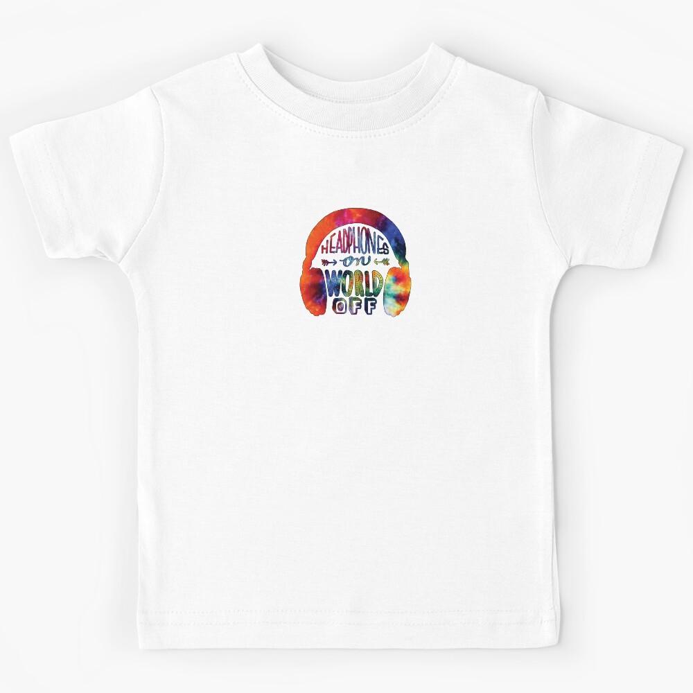 tie dye headphones on world off Kids T-Shirt 130
