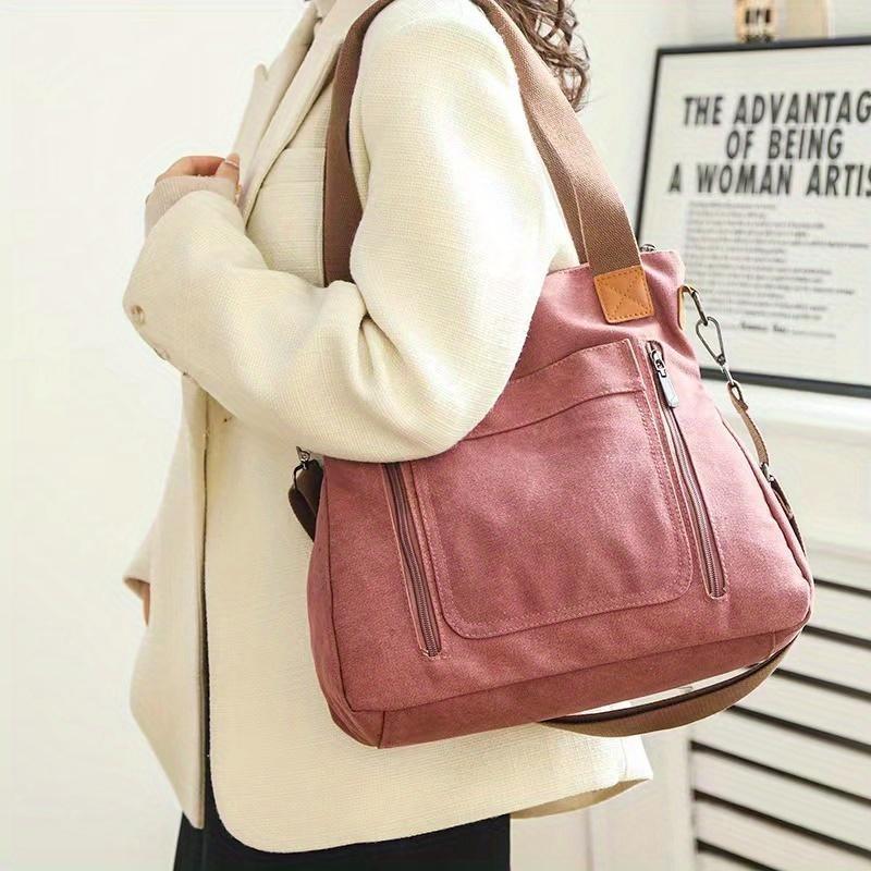 Borsa tote in tela di grande capacità Borsa a tracolla leggera e resistente Borsa da pendolare pratica casual