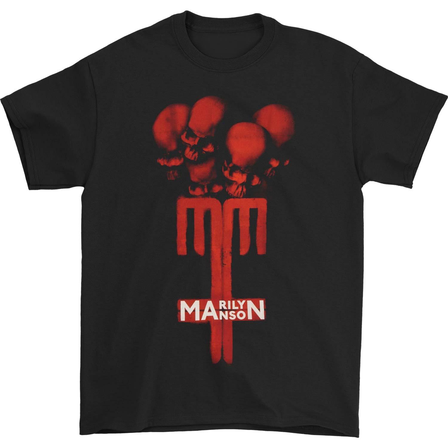

Marilyn Manson Skull Cross Band Graphic Print Summer, Autumn, Winter Men s and Women s Short Sleeved T-shirt Casual Loose 4XL