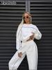 Street Style Damenmode Langarm Linien T-Shirt Hose Sportliches Set Lässiges Zweiteiliges Outfit für Damen