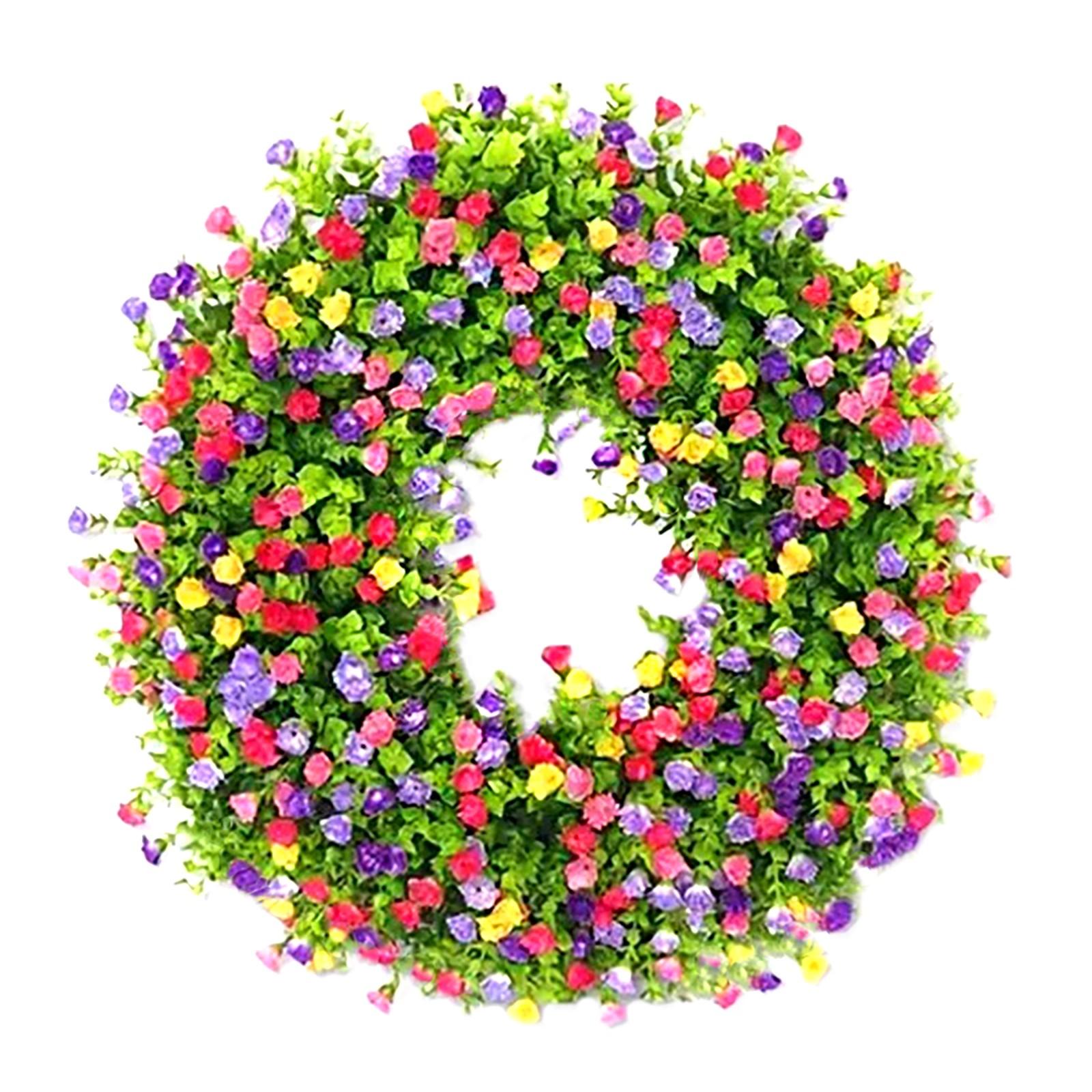 

Color Wreath Colorful Spring/Summer Wreath, Artificial Flower Door Wreath Decoration