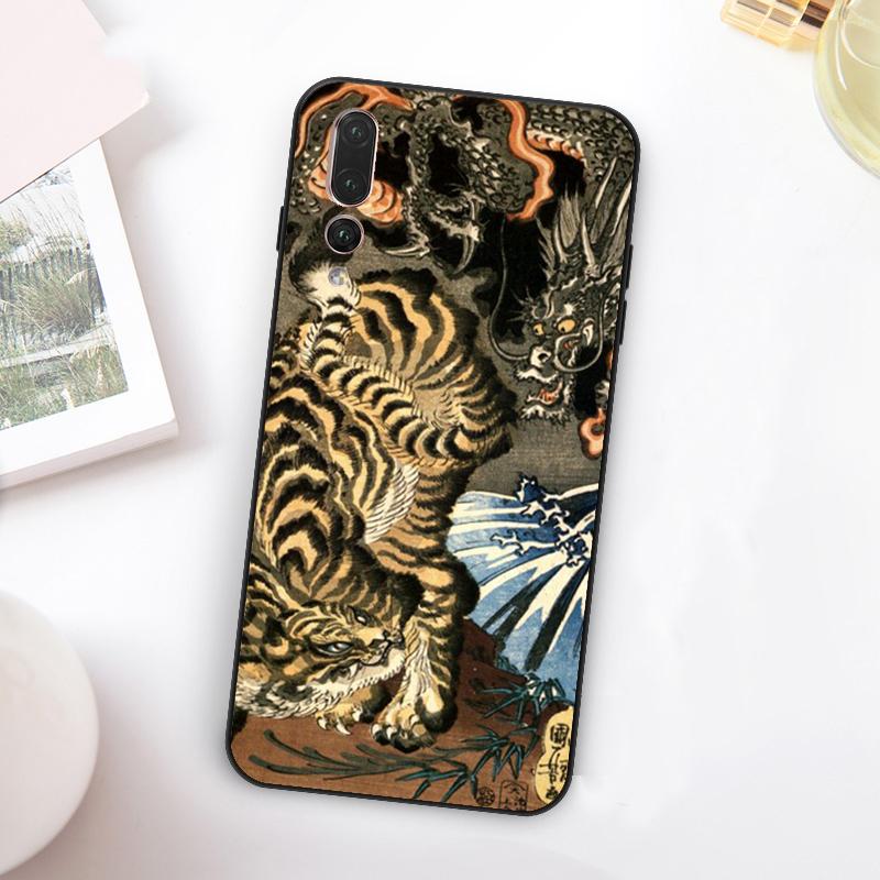Japanese Ukiyo-e Art Panther Tiger For Huawei Nova Y73 Y72 Y90 Y70 Y60 Y91 Y61 12s 12i 11i 8i 9 10 SE P60 P30 Pro P40 Lite Case
