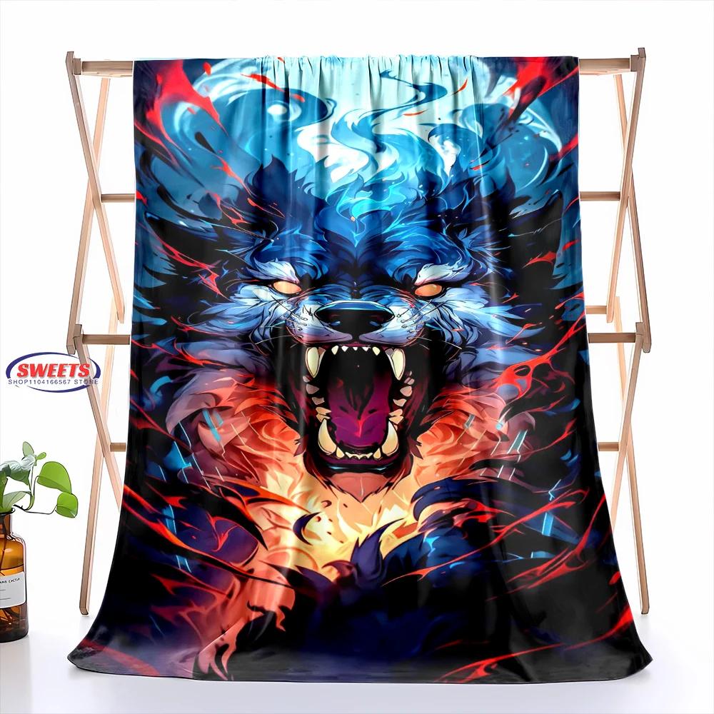 Fine Workmanship Wolf Blanket,Comfortable and Breathable, Machine Washable Blanket,Home Office Nap Blanket for Four Seasons Gift