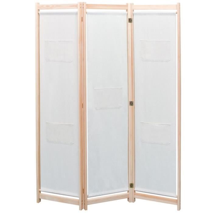 VidaXL Cloison de séparation 3 panneaux Crème 120x170x4 cm Tissu