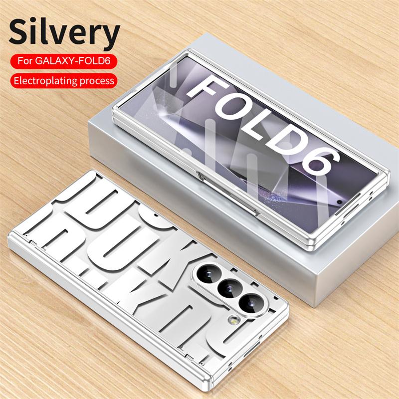 For Samsung Galaxy Z Fold 8Ultra 7 6 5 4 3 5G Electroplating Transparent Hinge Phone Case Screen Protect Film Shockproof Cover