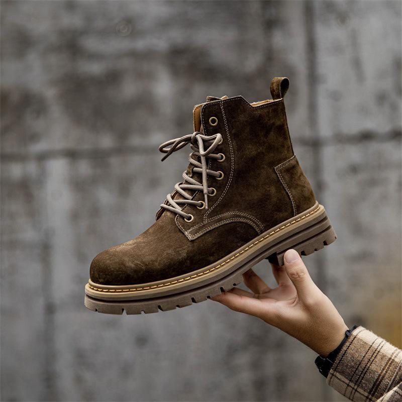 

Men s Retro Leather Martin Boots - Autumn Zipper Casual Desert Boots with Thick Soles 39