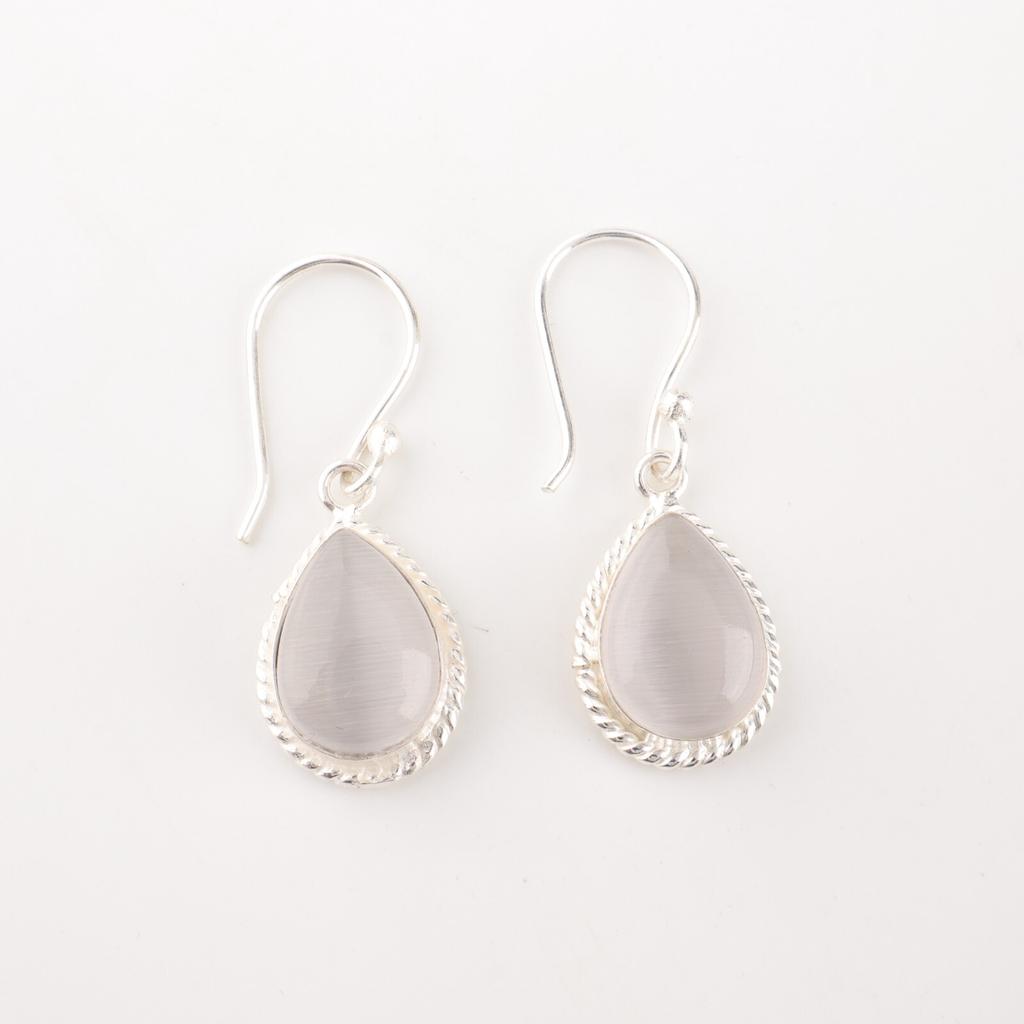 Selenite Gemstone 925 Fine Silver Jewelry Handmade Women Designer Earrings 1.40" EE-9-41