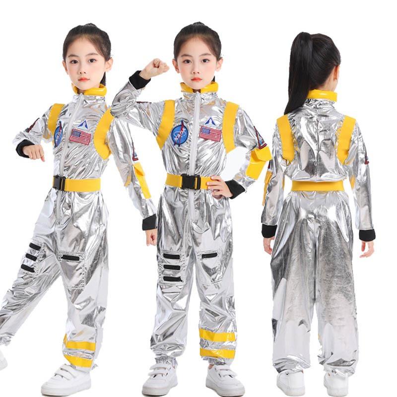 Halloween children astronauts wandering the earth, spacesuit onesie carnival cosplay costumes