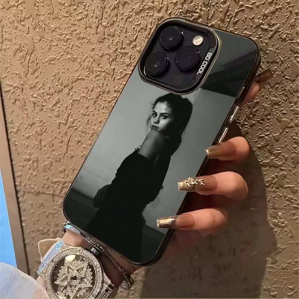 S-G-Selena- Gomez For iPhone 17 16 15 14 13 12 11 Pro Max XS 17 Air Silicone Colored Silver Bumper Cover
