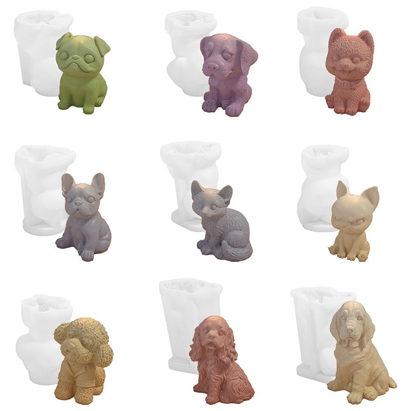 Lovely 3D Animal Candle Silicone Mold Pet Dog Diy Aromatherapy Plaster Candle Resin Mold Soap Craft Casting Mold Home Decor