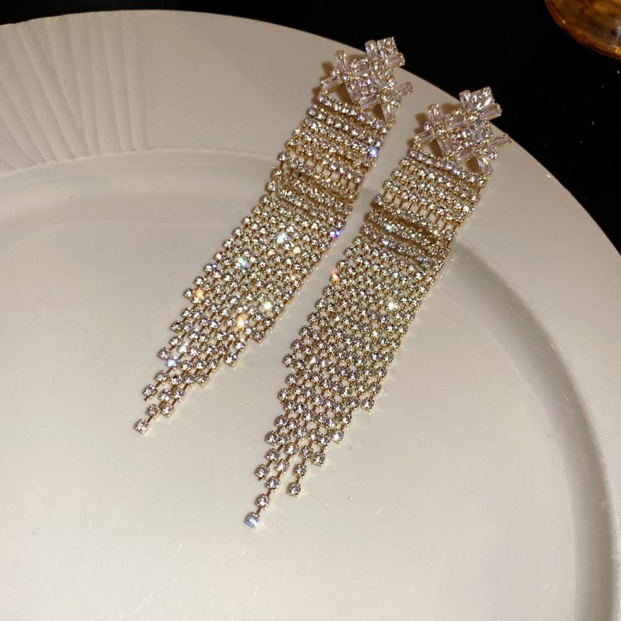 Zircon Tassel Luxury Retro Fashion Temperament Earrings for Women