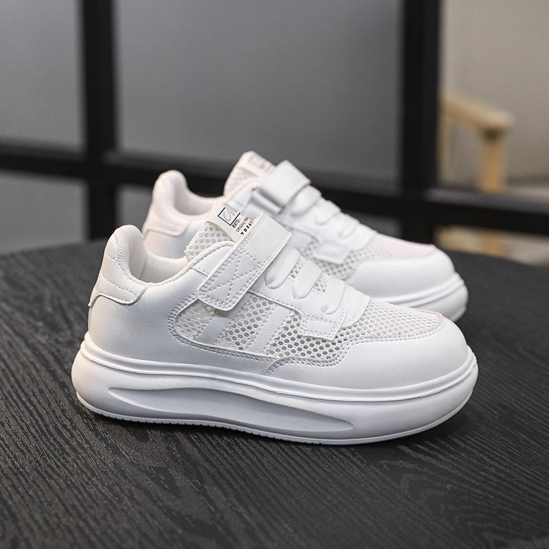 

Детская модная тенденция, спортивная и повседневная обувь с одной сеткой, обувь для папы, маленькая белая обувь для студентов, туфли для досок 37 белый