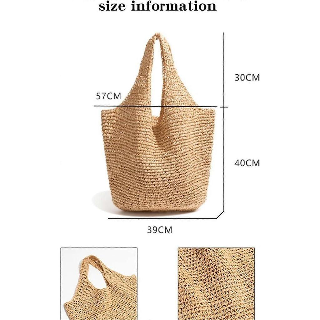 Large Straw Beach Bag for Women 2025 Summer Woven Tote with Long Shoulder Strap and Large Capacity