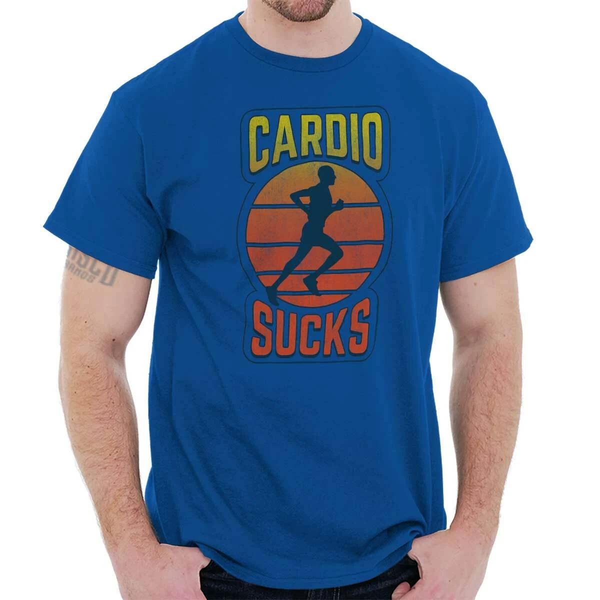 Funny Gym Workout Humor Cardio Sucks Joke Womens or Mens Crewneck T Shirt Tee S