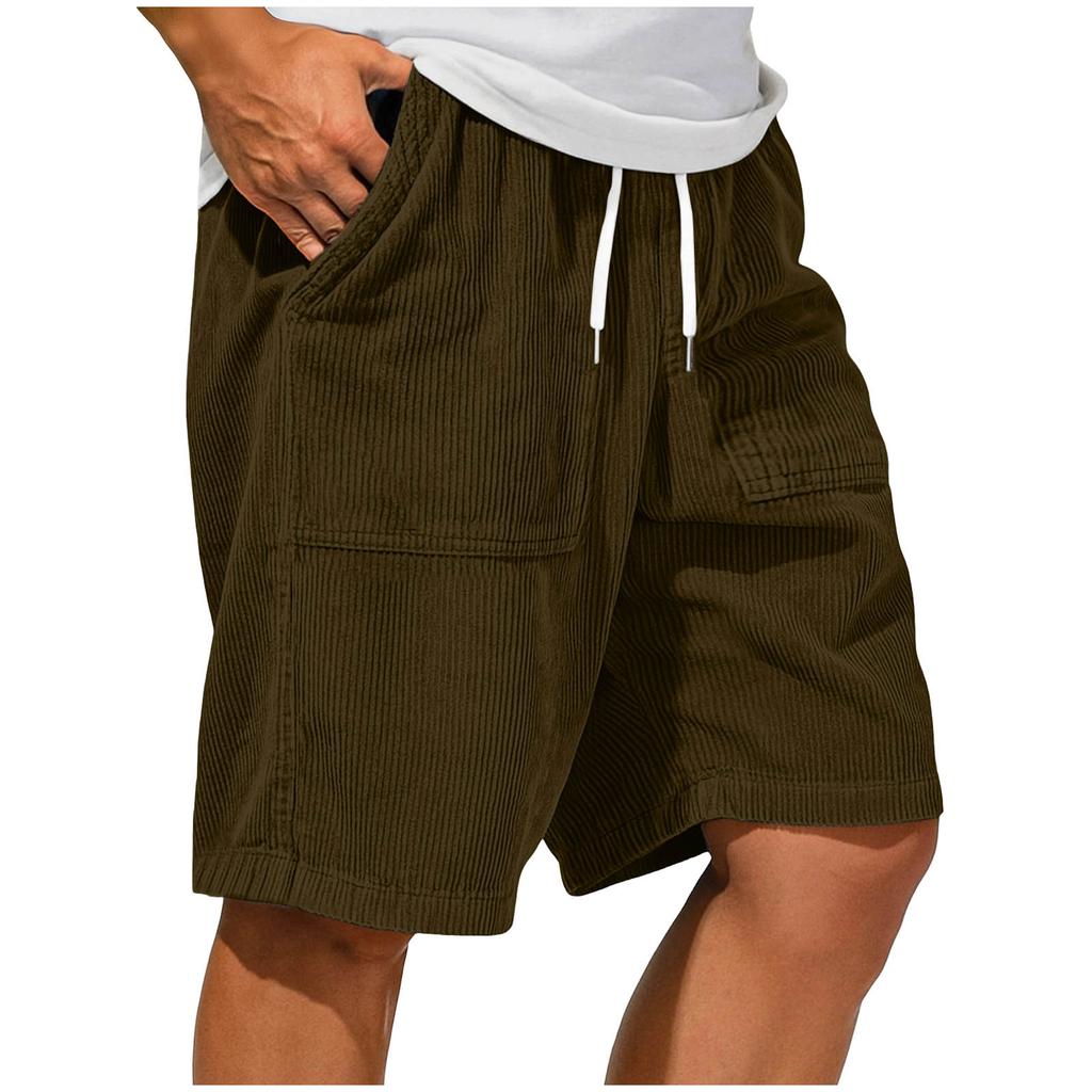 Men's Fashion Casual Retro Corduroy Laced Pants - Men's Large-Pocket Casual Sports Shorts