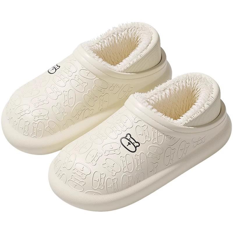 Waterproof Cotton Slippers Autumn and Winter Indoor Home 2025 New Bag Heel Wear Warm Plush Cotton Shoes
