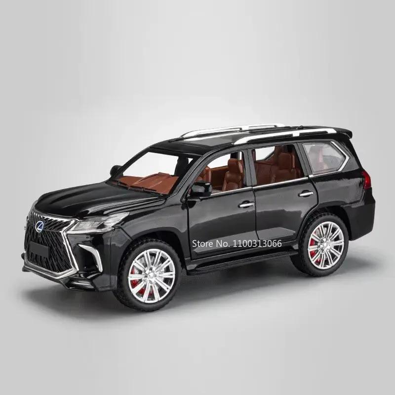 1:24 Metal LX570 LX600 Cars Miniature Models 6 Doors Opened Off-road SUV Diecast Toy Light Music Toys for Boys Festival Presents