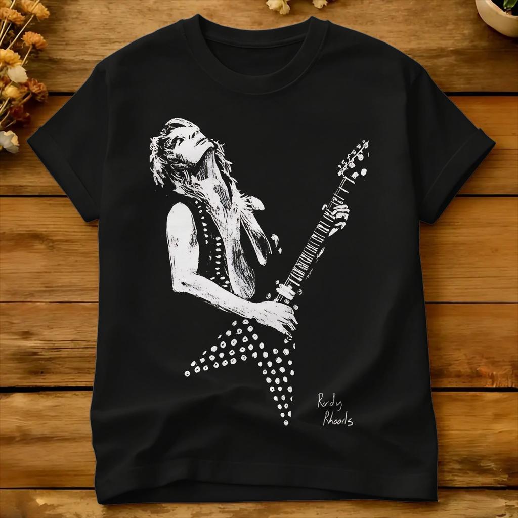 Randy Rhoads Retro Singer T Shirt Summer Novelty T Shirts Cotton Oneck 4xl 5xl 6xl Clothes Short Sleeve Y2k Casual Tops