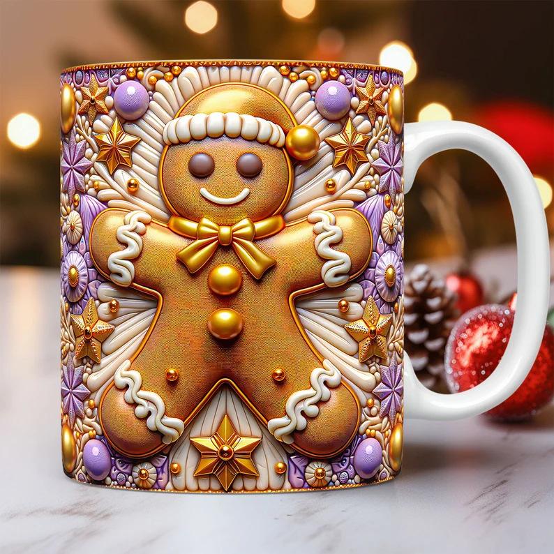 3D New Christmas Christmas Gingerbread Man Ceramic Coffee Mark Cup Tea Cup Gingerbread