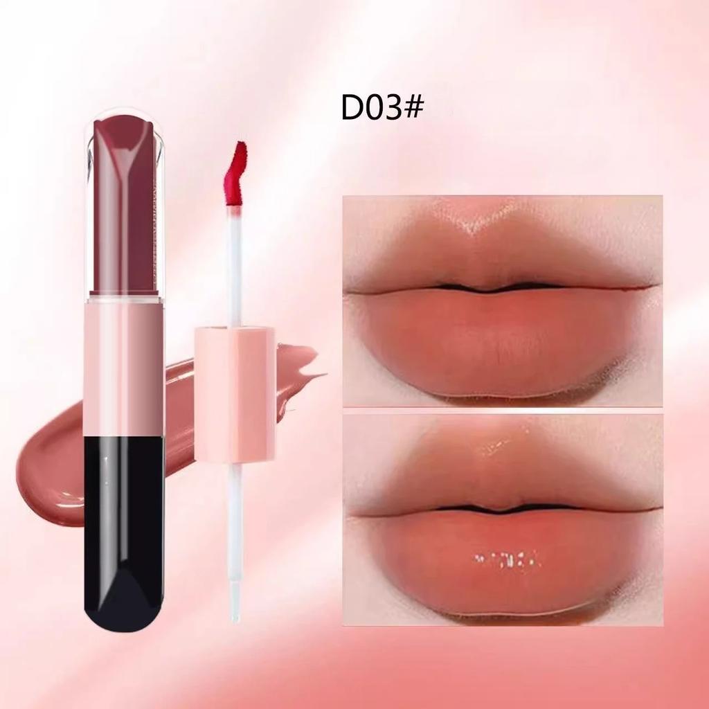 Hot Double End Lip Glaze Full Gloss Mirror and Matte Velvet Lip Gloss Anti Stain Cosmetic Lip Glaze Long Term Color and Moisture