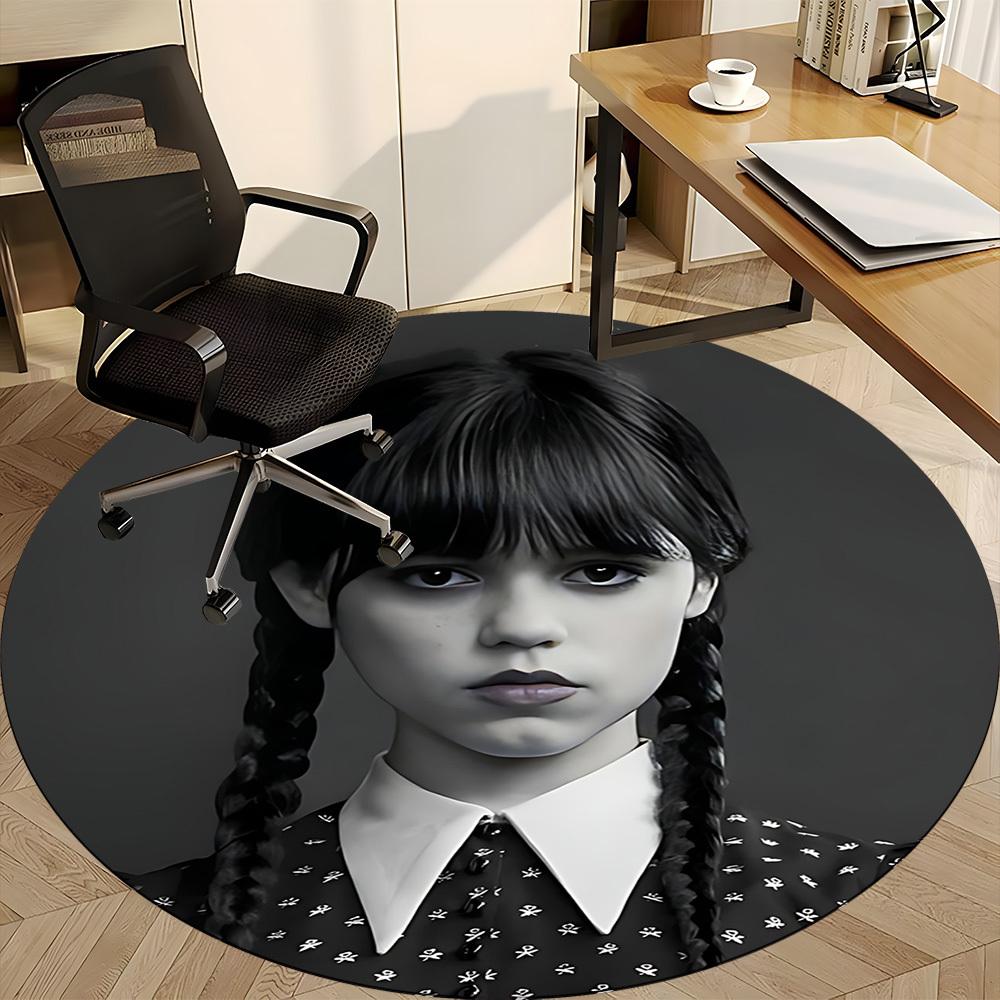 1PC Wednesday Addams Office Round Area Rug, Indoor Mat Suitable For Office, Under Office Chairs Bedroom Living Room Home Decor, Room Deco110