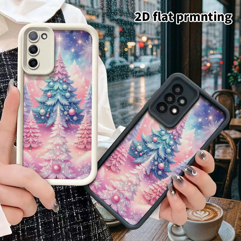 Phone Case: 2D Flat Samsung Galaxy A34 A35 M05 M06 S20 S22 S21 FE Plus 5G Gradient Protective Case, Dreamy Christmas Tree, Christmas and Halloween Gif