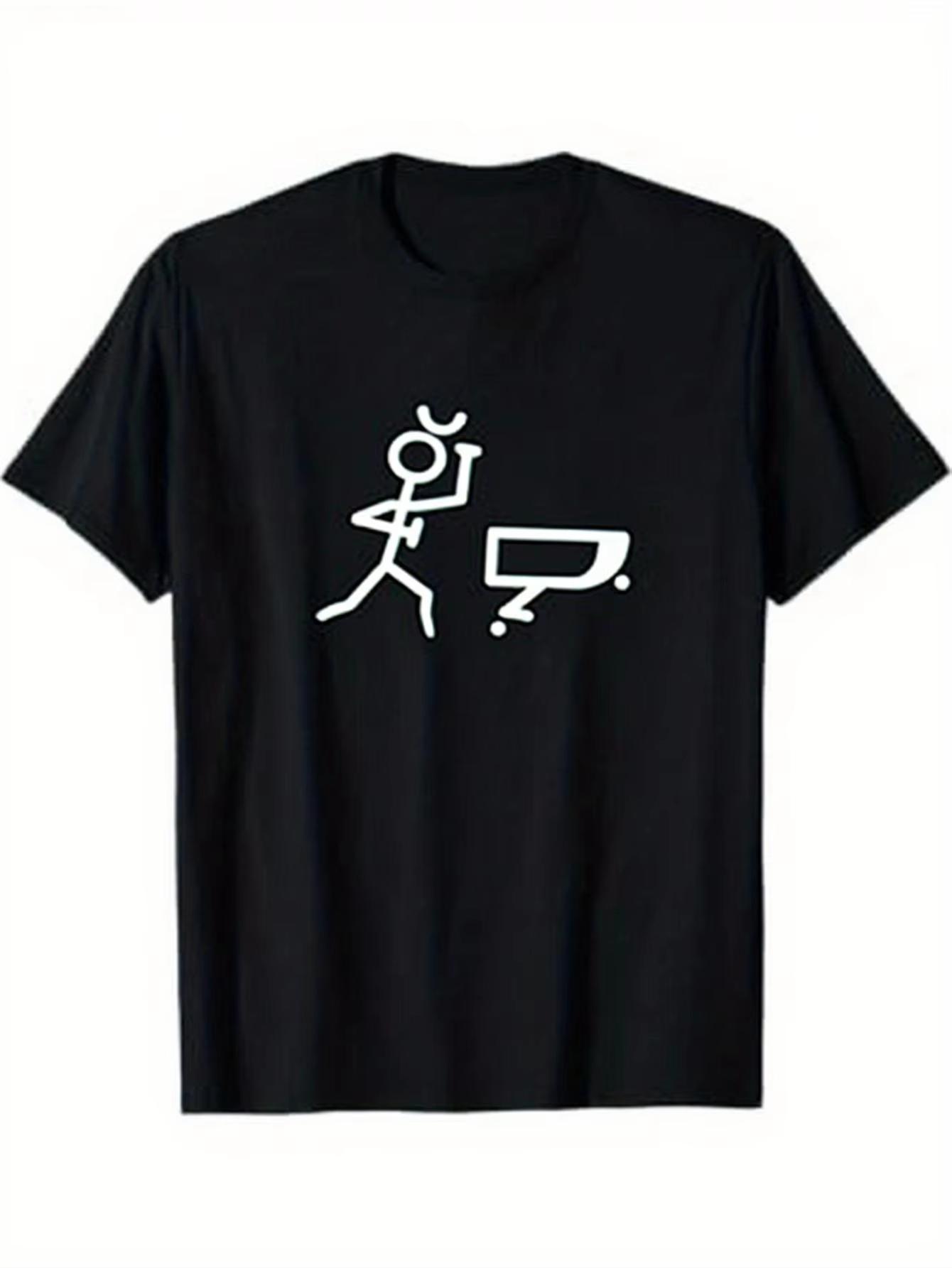 

Pattern T-shirt - Minimalist Line Art Design, Featuring A Smiling Face with A Thumbs-up Gesture, Round-neck Short-sleeved - M... S разноцветный
