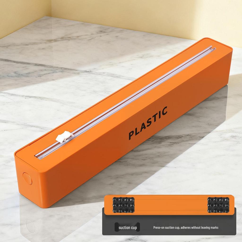 Wall-Mounted Magnetic Cling Film Cutter with Suction Cup & Two-Way Sliding Blade for Foil and Baking Paper