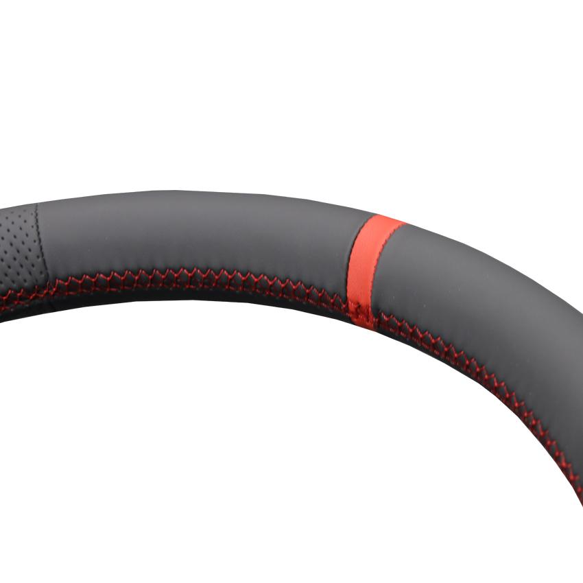 Schwarzes, handgenähtes, weiches und rutschfestes Kunstleder-Lenkradbezug für Nissan Rogue Pathfinder Qashqai X-Trail 2021-2023