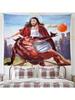 Jesus And Satan Playing Basketball Hanging Cloth Decorative Poster Christian Fun Wall Decoration Aesthetics Tapestry Art