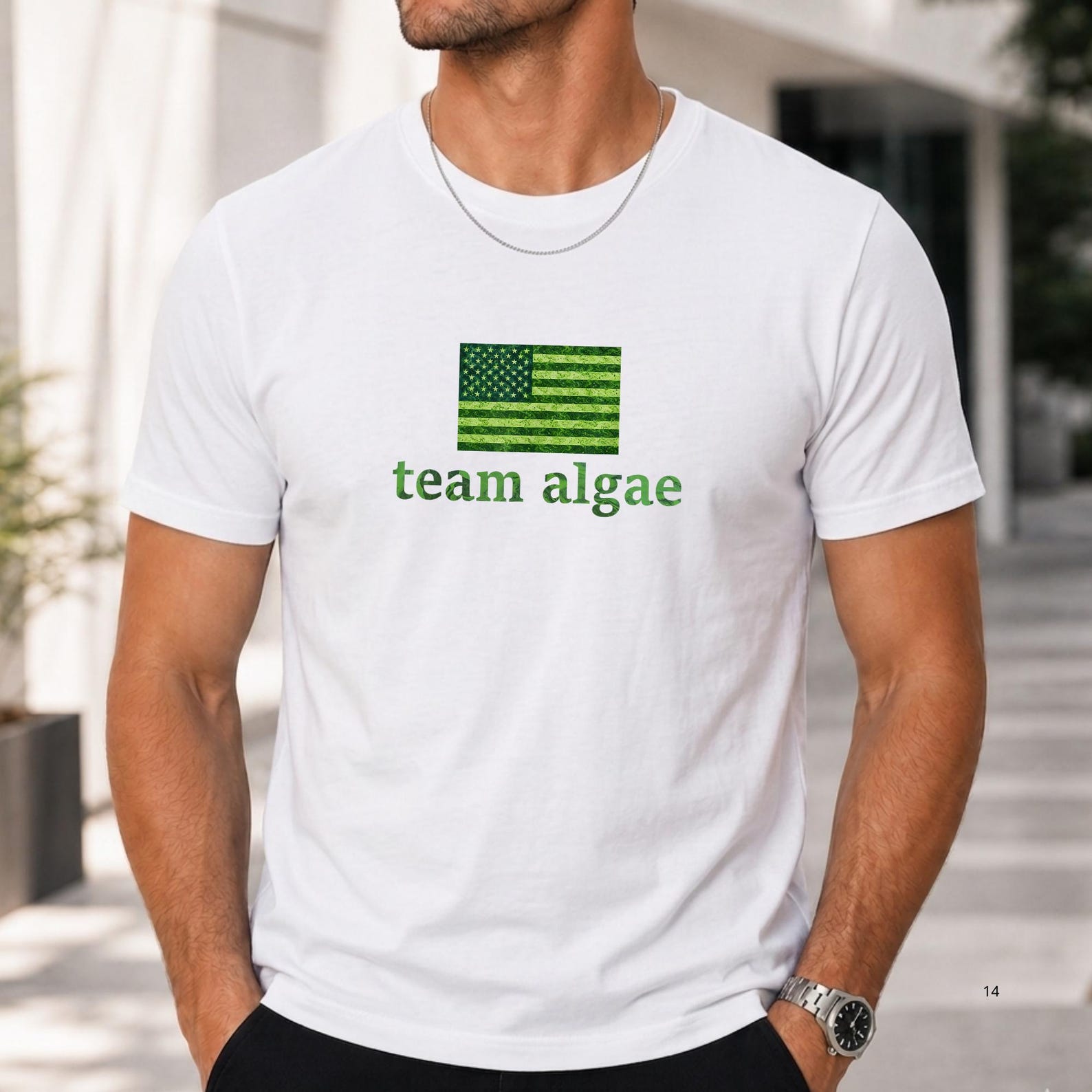 Team Algae American Flag Graphic T-Shirt, Team Algae T-Shirt Eco Science, Marine Biology Tee, The Felon in Chief, Dirty Water No Bid Scandal M