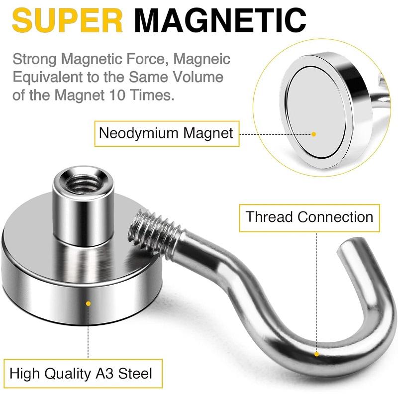 32mm Magnetic Hooks 75lbs Super Strong Magnet Hook for Cruise Cabin Refrigerator Classroom Magnetic Metal Hooks for Grill 1pcs