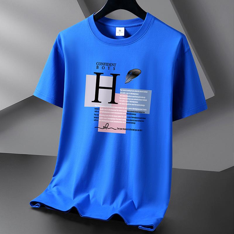 Feather 10 Colors Pure Cotton Pánské tričko s kulatým výstřihem Krátký rukáv Volný Pánské tričko Velká velikost S-6XL