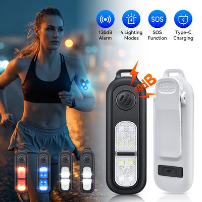 Nocclili Persönlicher Selbstverteidigungsalarm für Frauen 130dB Mit LED-Licht Wiederaufladbarer Schlüsselanhänger Notfall Anti-Angriff Sicherheit