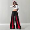 Street-style Hot Girl Patchwork Hip-hop Zipped Patchwork Retro Loose Floor-length Pants